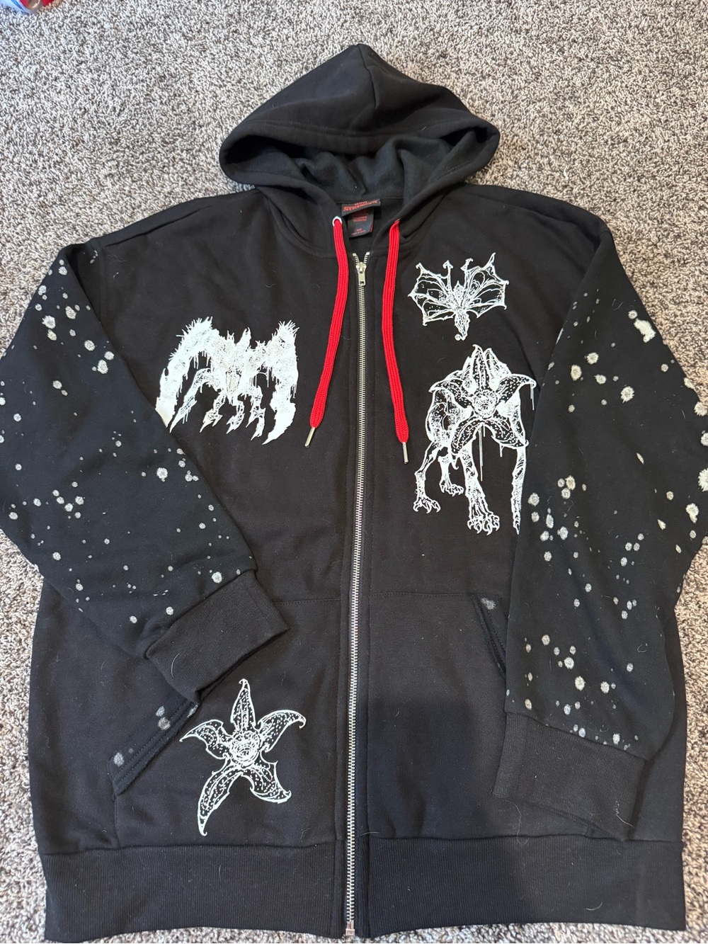 Netflix Stranger Things Vecna Lives Black Hoodie with Red Drawstrings